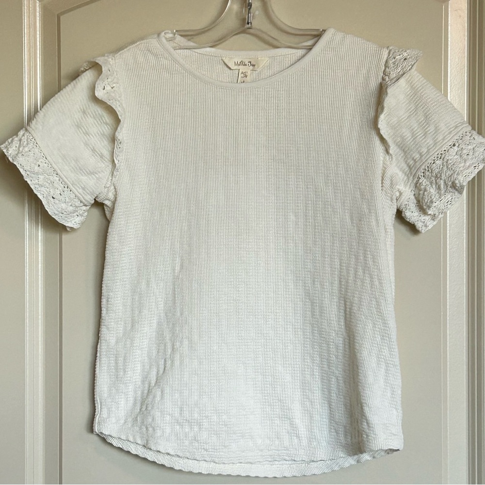 Sz10 Matilda Jane Just Image Landry Egret Crochet Ruffle Sleeve Top - Picture 2 of 7